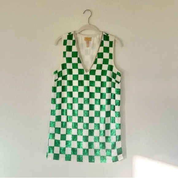 NWT Anthropologie Verb Sequined Checkered Shift Dress - Picture 8 of 9